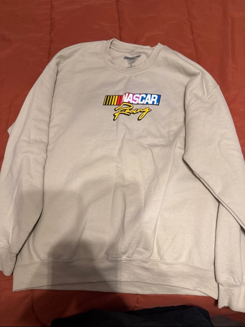 Nascar Cream Crewneck Sweatshirt with Colorful Logo